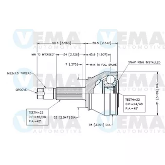 VEMA 18626 - Embout de cardan avant (kit de réparation)