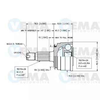 Embout de cardan avant (kit de réparation) VEMA OEM 44011SR3020