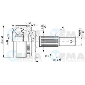 Embout de cardan avant (kit de réparation) VEMA OEM 3910173J20