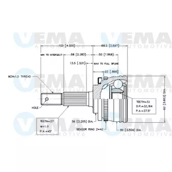 Embout de cardan avant (kit de réparation) VEMA OEM 3910170J10
