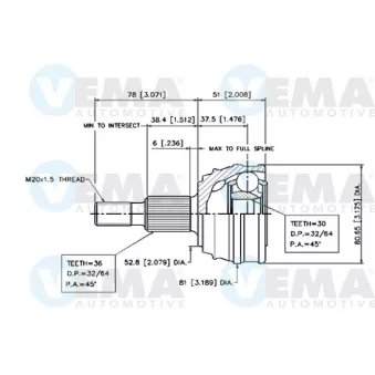 Embout de cardan avant (kit de réparation) VEMA OEM 1j0407271q