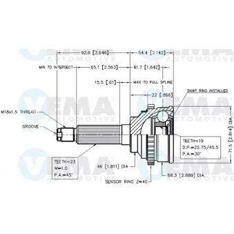 Embout de cardan avant (kit de réparation) VEMA OEM 96273571