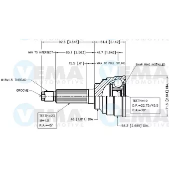 Embout de cardan avant (kit de réparation) VEMA 18798