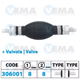 Pompe, préalimentation de carburant VEMA 306001