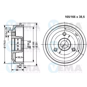 Tambour de frein VEMA OEM 95619206