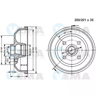 VEMA 800936 - Tambour de frein