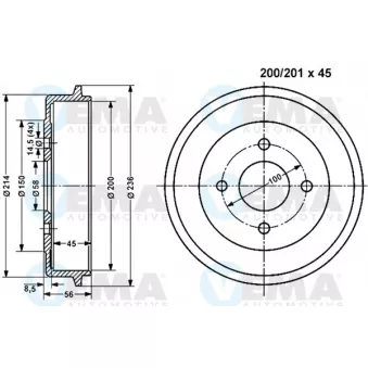 VEMA 800961 - Tambour de frein