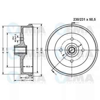 Tambour de frein VEMA OEM 477501615A