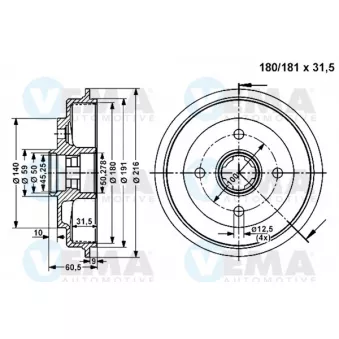 VEMA 801032 - Tambour de frein