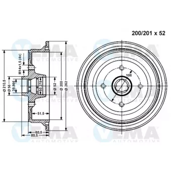 Tambour de frein VEMA OEM 893501615