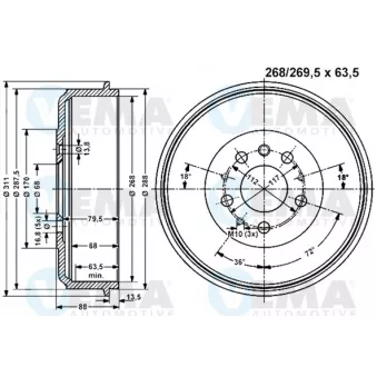 Tambour de frein VEMA OEM 704783037