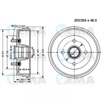 Tambour de frein VEMA OEM 6560027