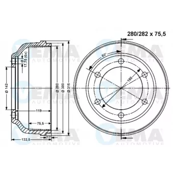 Tambour de frein VEMA OEM 92VB1126BA