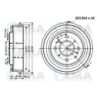 Tambour de frein VEMA OEM 6192490