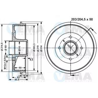 Tambour de frein VEMA OEM 7700820816