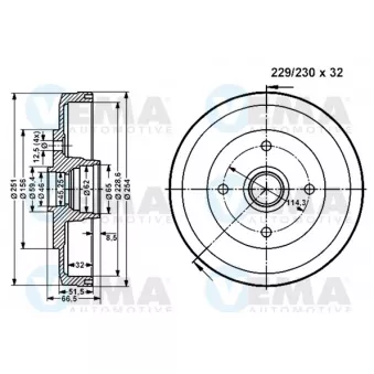 Tambour de frein VEMA OEM 26340AA010