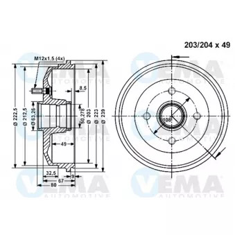 Tambour de frein VEMA OEM 96AB1113AB