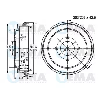 Tambour de frein VEMA 801344