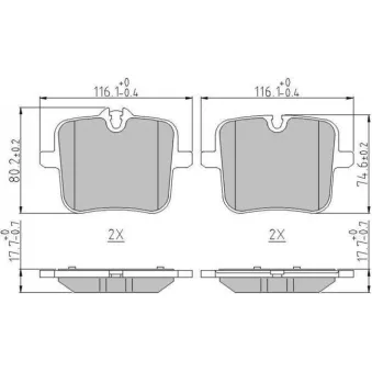 Jeu de 4 plaquettes de frein arrière MOTRIO [8550502612]