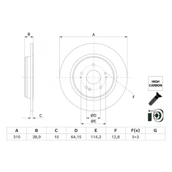 BOSCH 0 986 479 H57 - Jeu de 2 disques de frein arrière