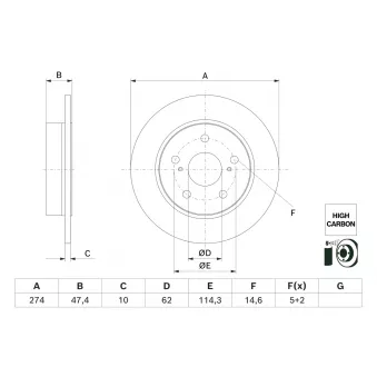 Jeu de 2 disques de frein arrière BOSCH OEM T424310232