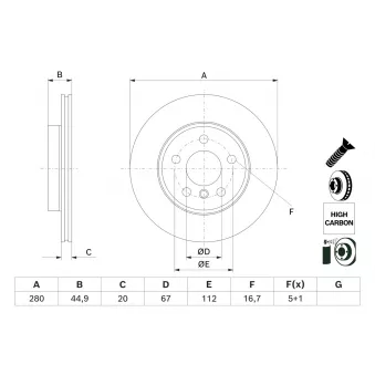 Jeu de 2 disques de frein avant BOSCH OEM 34116866293