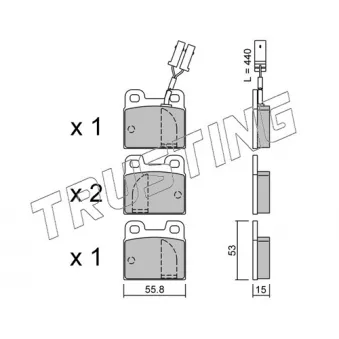 Jeu de 4 plaquettes de frein arrière TRUSTING OEM 60778265