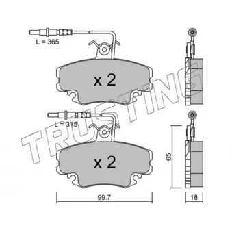 Jeu de 4 plaquettes de frein avant TRUSTING OEM 95658557