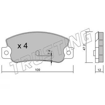 Jeu de 4 plaquettes de frein arrière TRUSTING OEM 792383