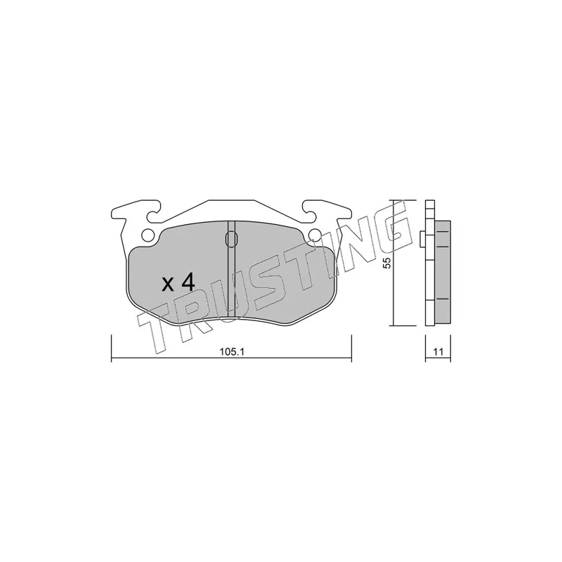 Jeu de 4 plaquettes de frein arrière TRUSTING 040.2 - Visuel 1