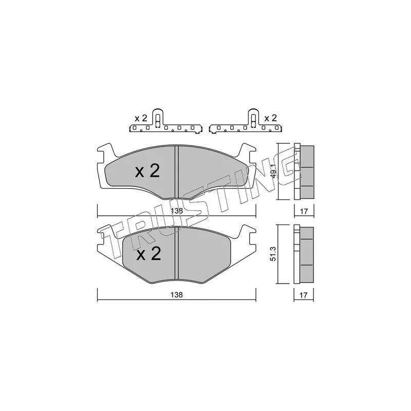 Jeu de 4 plaquettes de frein avant TRUSTING 047.2K - Visuel 1