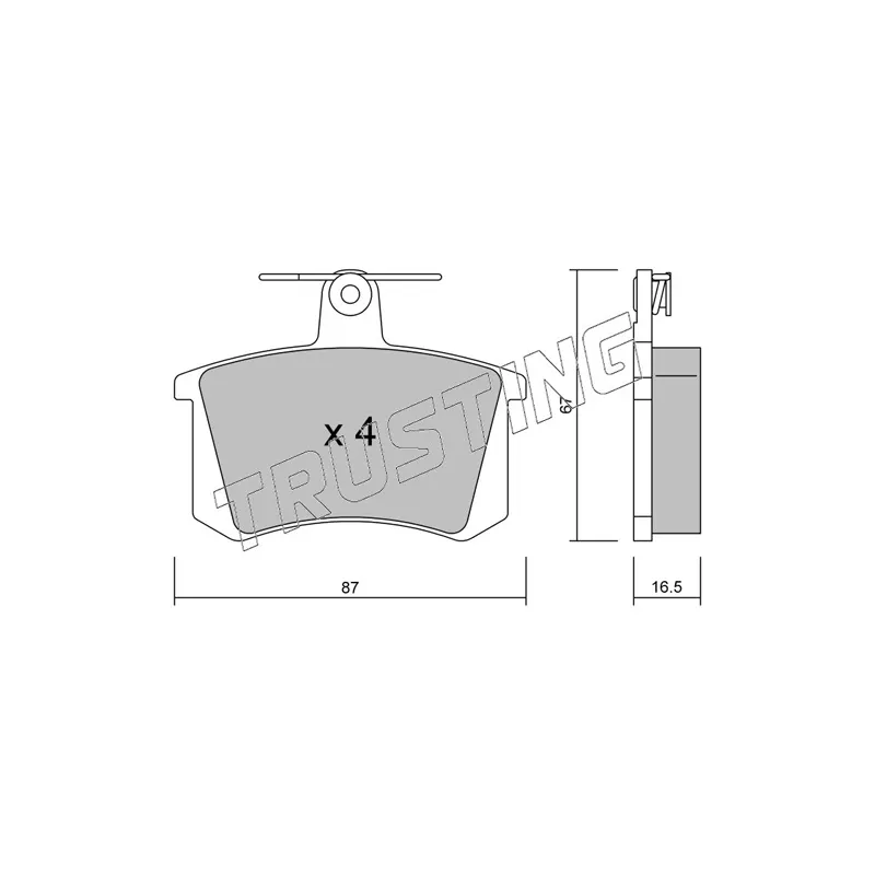 Jeu de 4 plaquettes de frein arrière TRUSTING 050.0 - Visuel 1