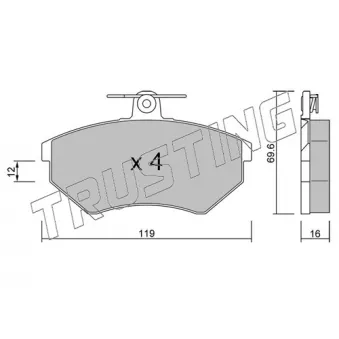 Jeu de 4 plaquettes de frein avant TRUSTING OEM 533698151