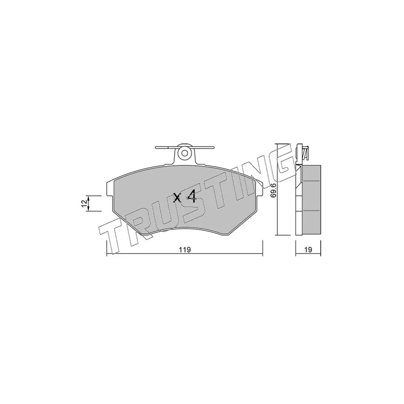 Jeu de 4 plaquettes de frein avant TRUSTING 052.2 - Visuel 1