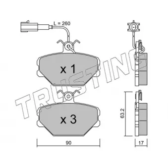 Jeu de 4 plaquettes de frein avant TRUSTING OEM 5888781