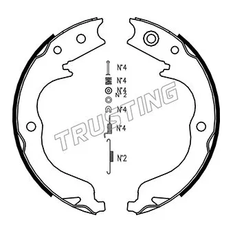Jeu de mâchoires de frein, frein de stationnement TRUSTING 064.180K