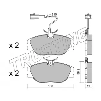 Jeu de 4 plaquettes de frein avant TRUSTING OEM 9946227