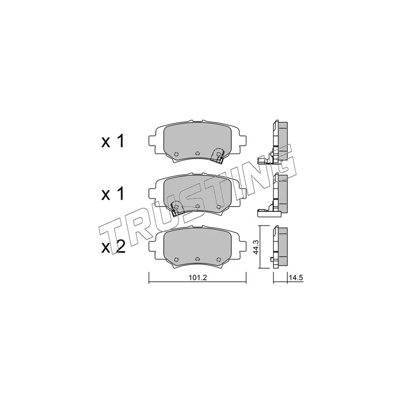 Jeu de 4 plaquettes de frein arrière TRUSTING 1009.0 - Visuel 1