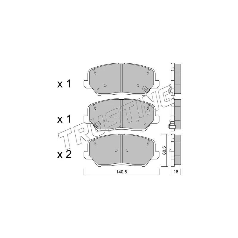 Jeu de 4 plaquettes de frein avant TRUSTING 1013.0 - Visuel 1