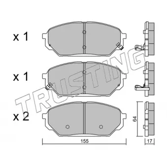Jeu de 4 plaquettes de frein avant TRUSTING OEM 581013JA50