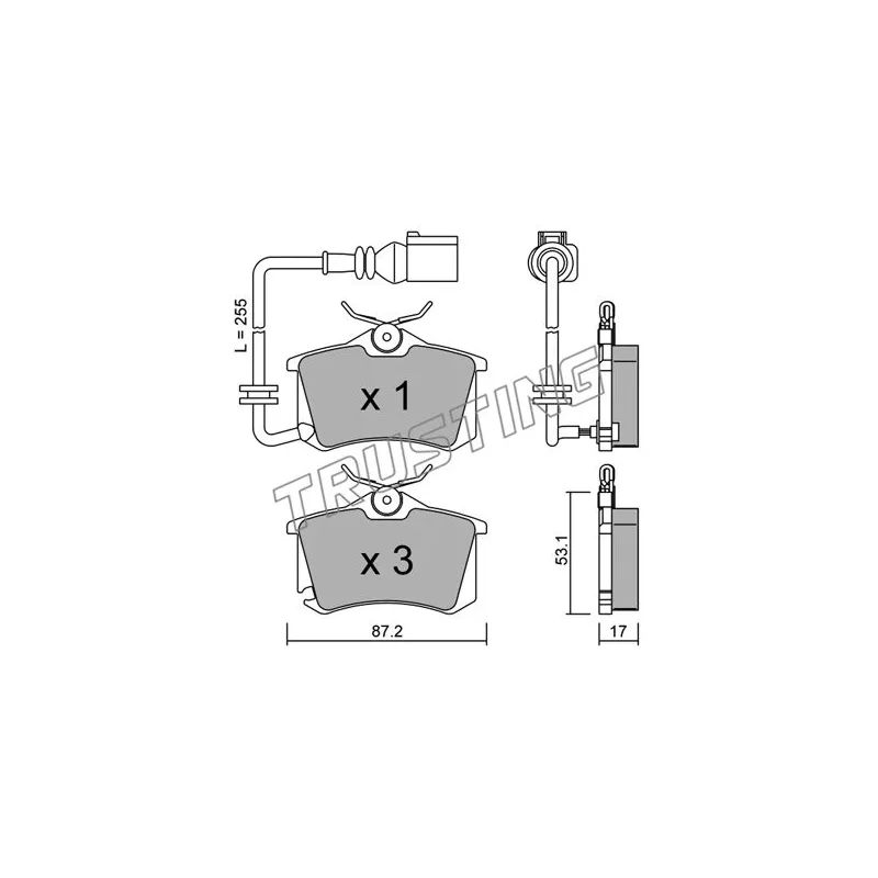 Jeu de 4 plaquettes de frein arrière TRUSTING 102.4 - Visuel 1