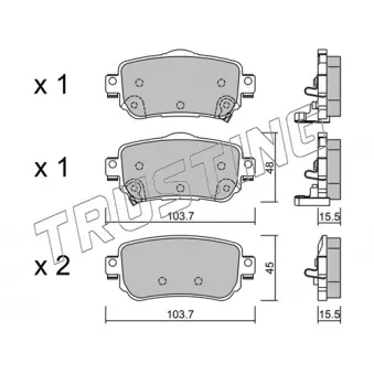 Jeu de 4 plaquettes de frein arrière TRUSTING OEM D40604EA0B