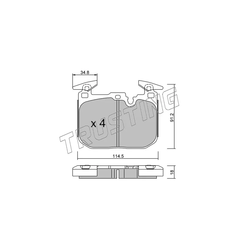 Jeu de 4 plaquettes de frein avant TRUSTING 1039.1 - Visuel 1