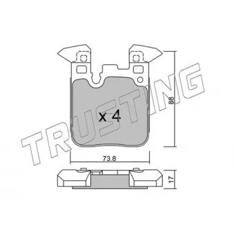 Jeu de 4 plaquettes de frein arrière TRUSTING OEM 34216876422