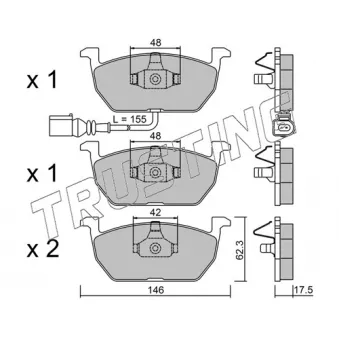 Jeu de 4 plaquettes de frein avant TRUSTING OEM 5Q0698151E
