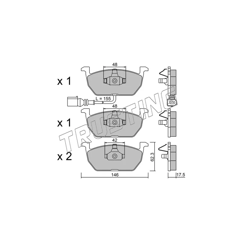Jeu de 4 plaquettes de frein avant TRUSTING 1052.0 - Visuel 1