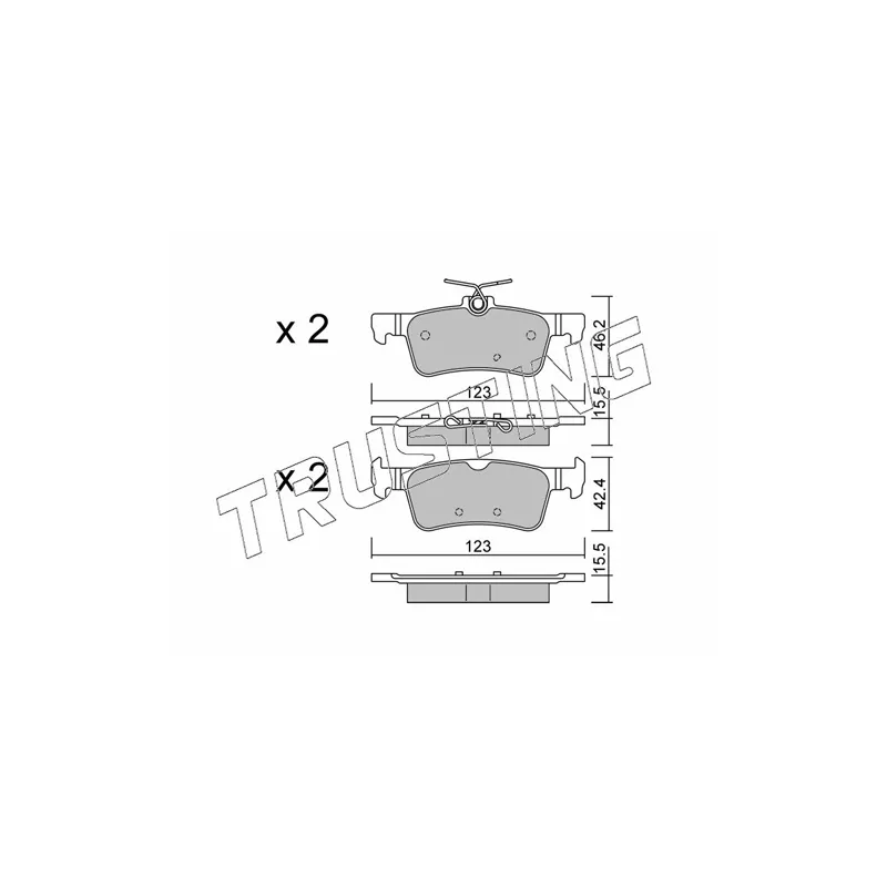Jeu de 4 plaquettes de frein arrière TRUSTING 1066.0 - Visuel 1