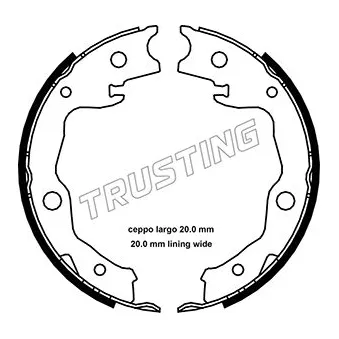 TRUSTING 115.322 - Jeu de mâchoires de frein, frein de stationnement