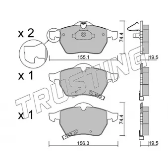 Jeu de 4 plaquettes de frein avant TRUSTING OEM 4907739
