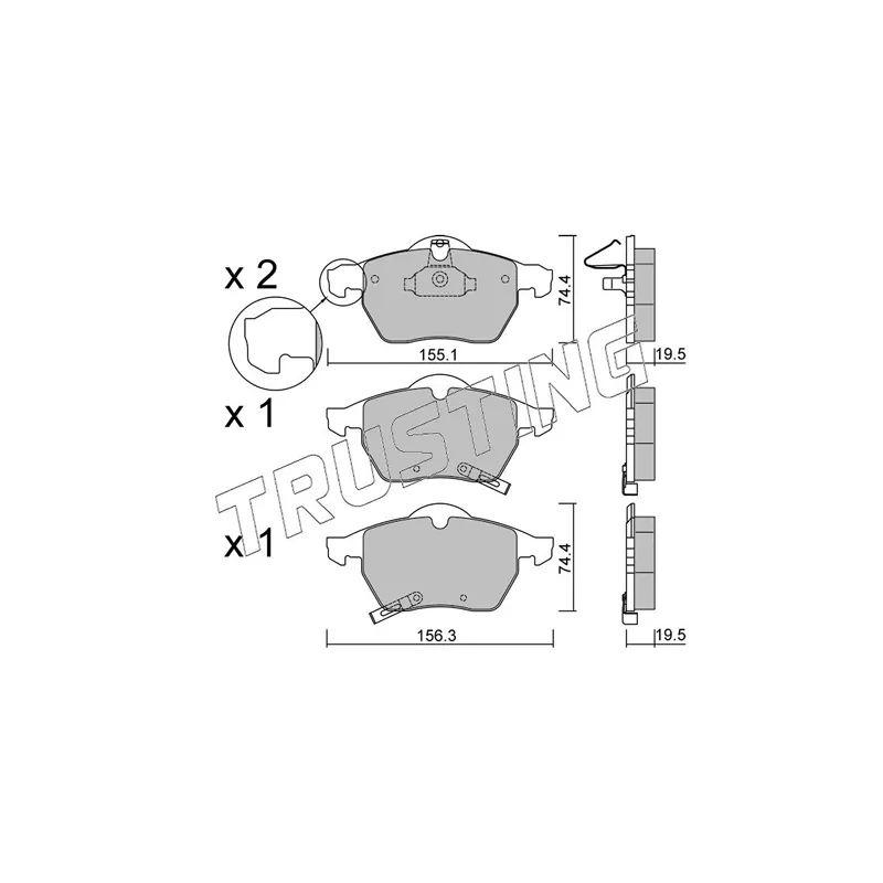 Jeu de 4 plaquettes de frein avant TRUSTING 120.2 - Visuel 1